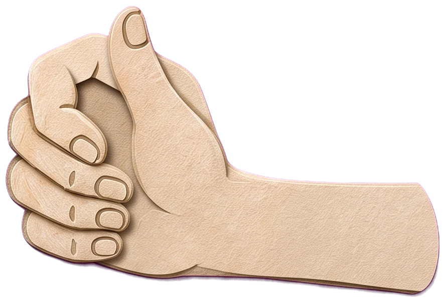 A pale hand coming out of a grey cloud, gripping a red-brown wand, with a burst of pale rays behind it