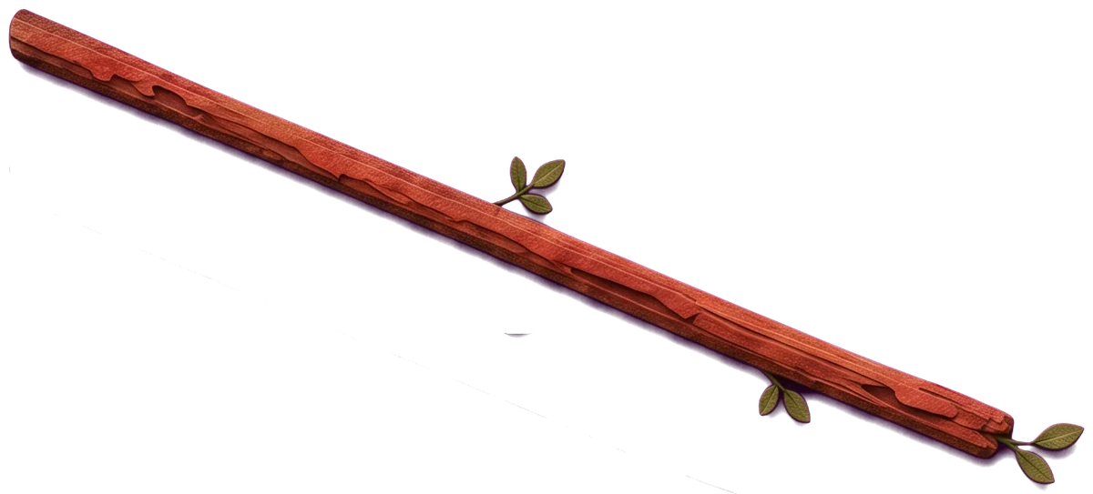 The lower wands flying side by side, with pairs of small green leaves growing along them