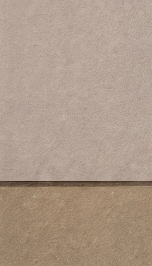 A plain warm grey wall above a darker grey floor, with the edge of a golden pentacle on the ground