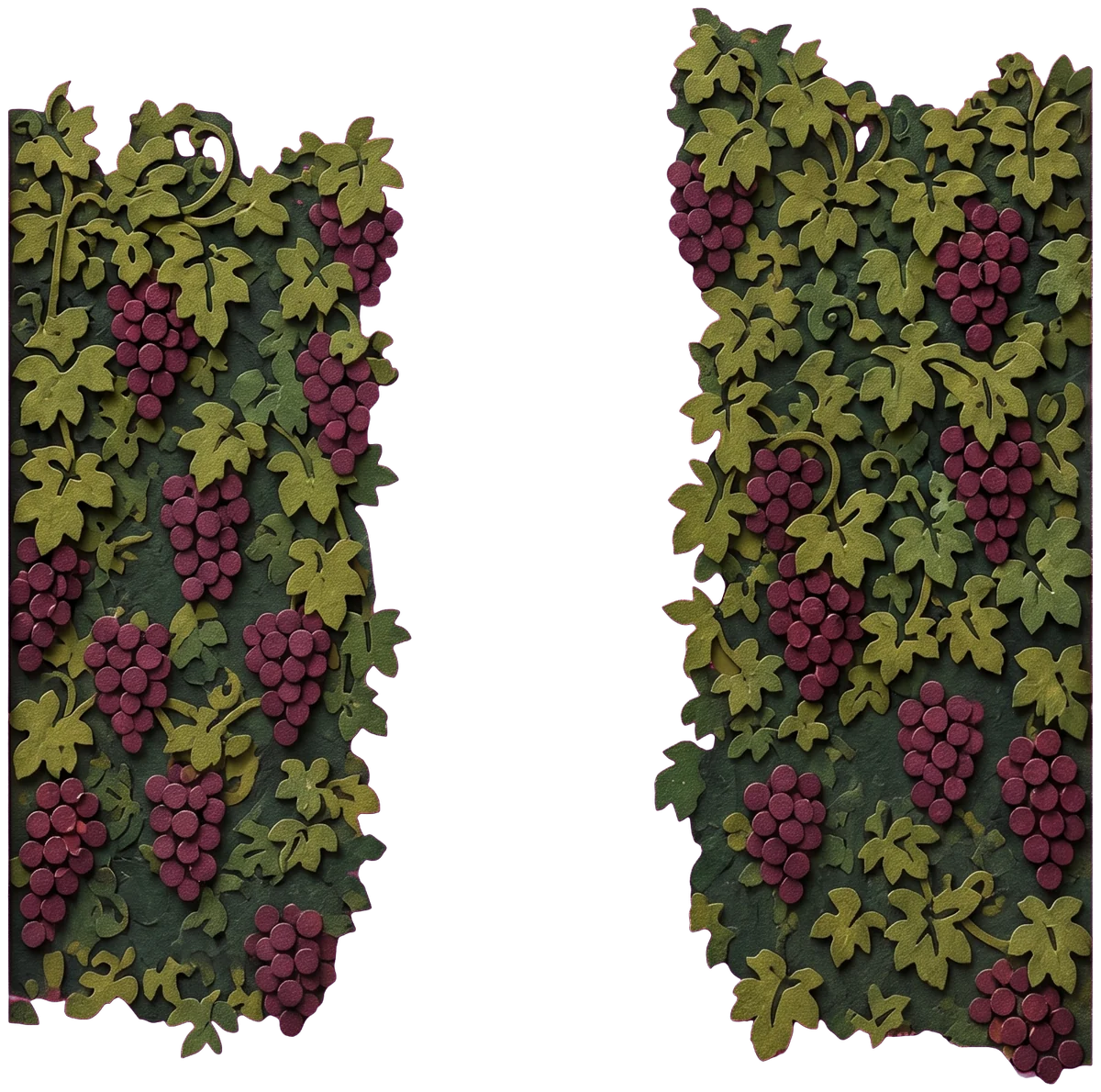 Dense grapevines with green leaves and heavy purple bunches of grapes