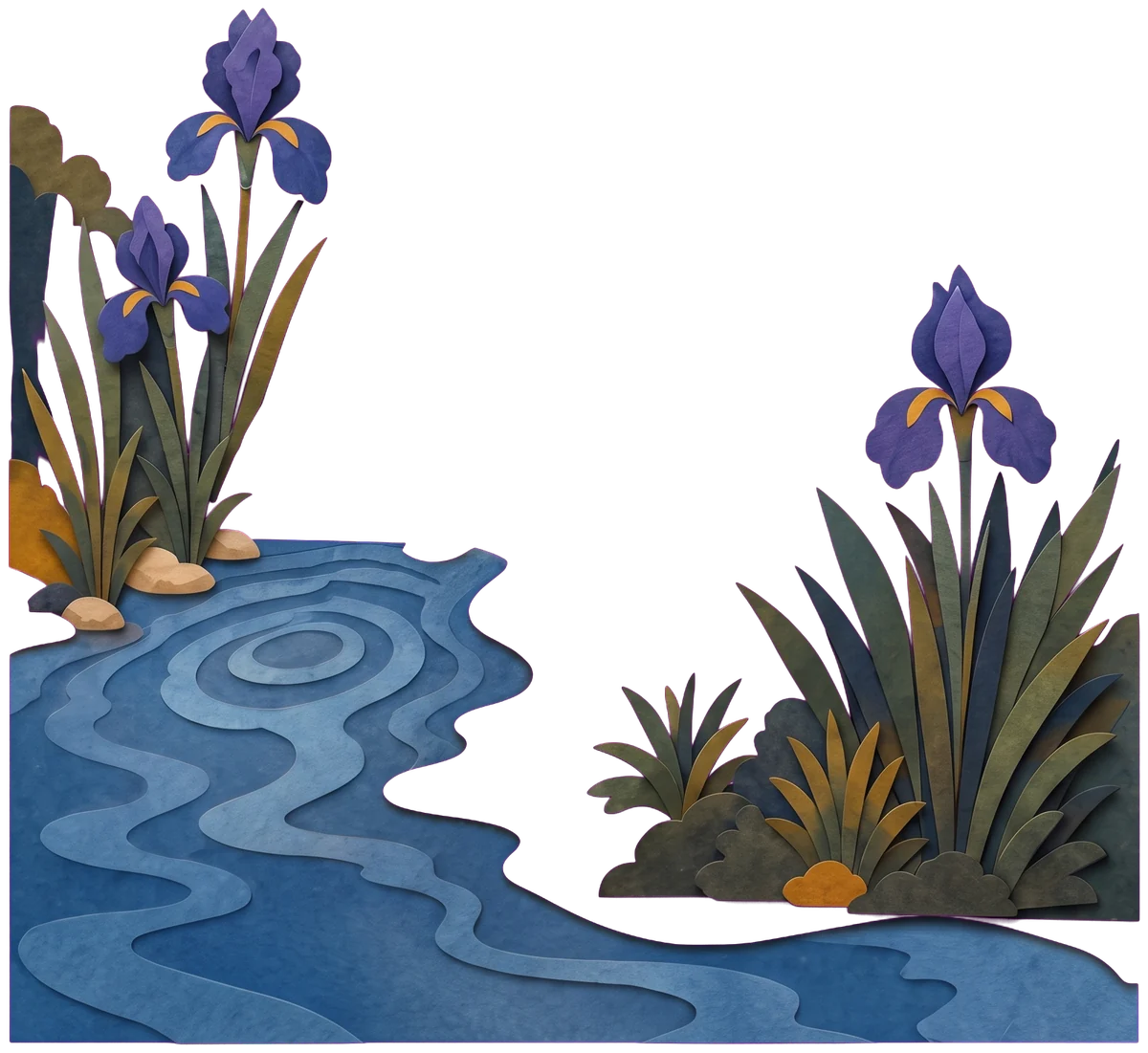 The angel's bare feet, one stepping into a blue pool with ripples, the other on orange earth