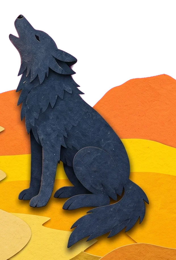 The dark wolf howling at the moon