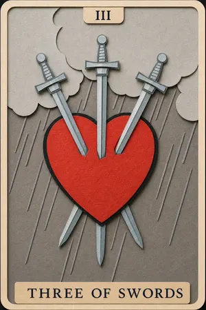 Three of Swords card