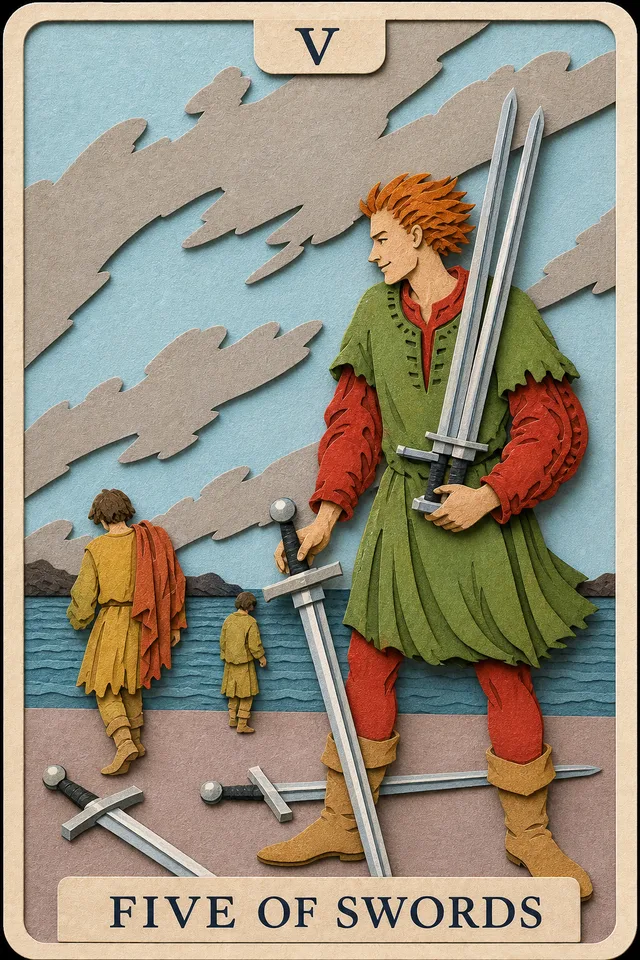 Five of Swords card, upright