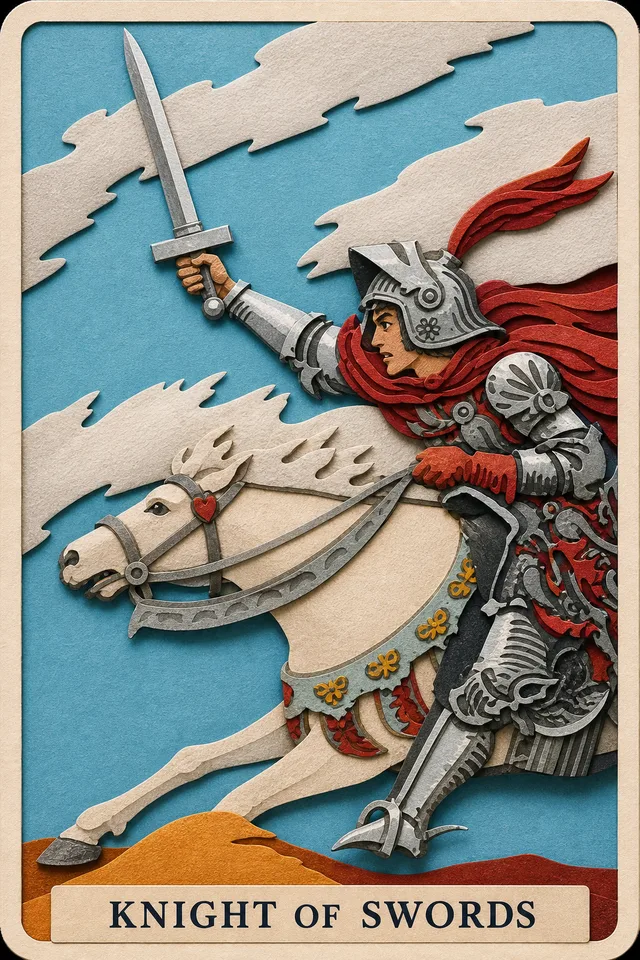 Knight of Swords card, upright