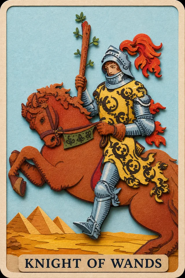 Knight of Wands card, upright