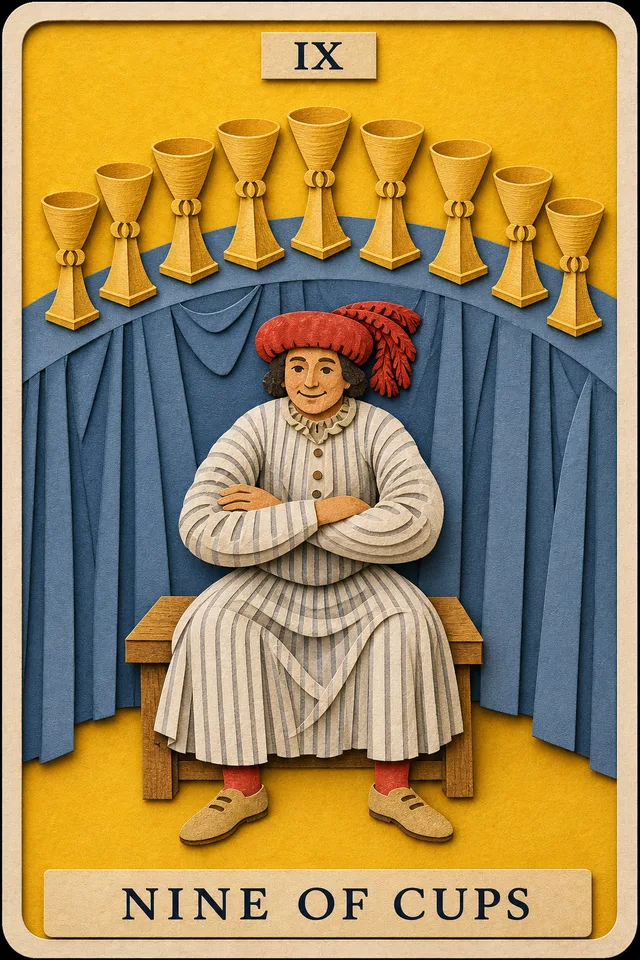 Nine of Cups card, upright