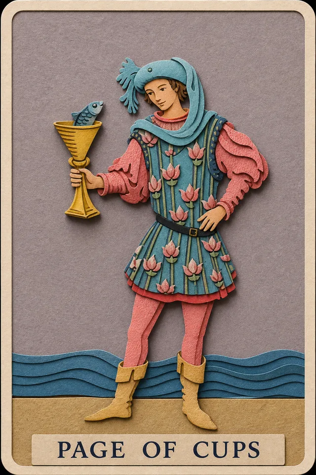 Page of Cups card, upright