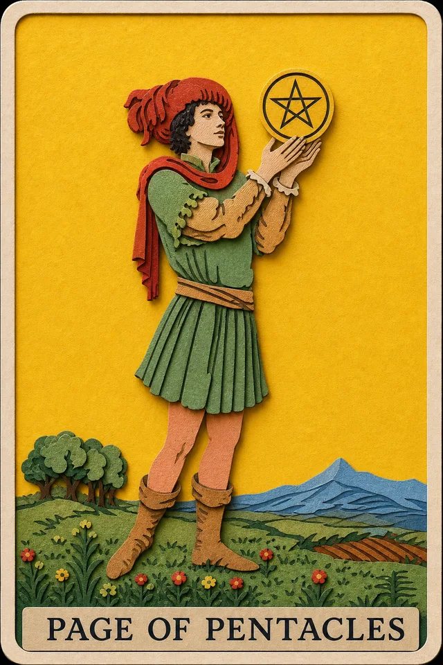 Page of Pentacles card, upright
