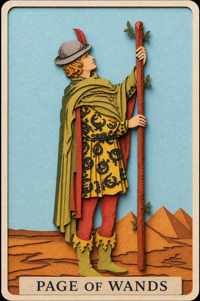 Page of Wands card, upright