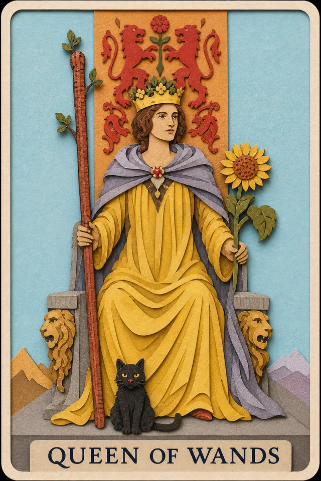 Queen of Wands card, upright