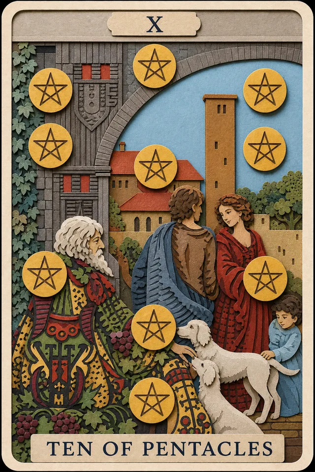 Ten of Pentacles card, upright