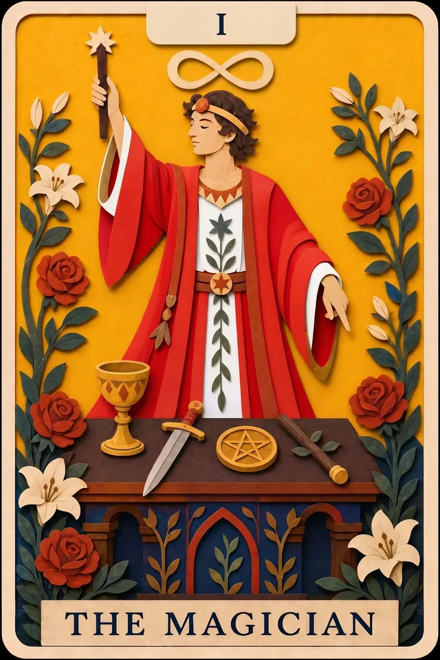 The Magician card, upright