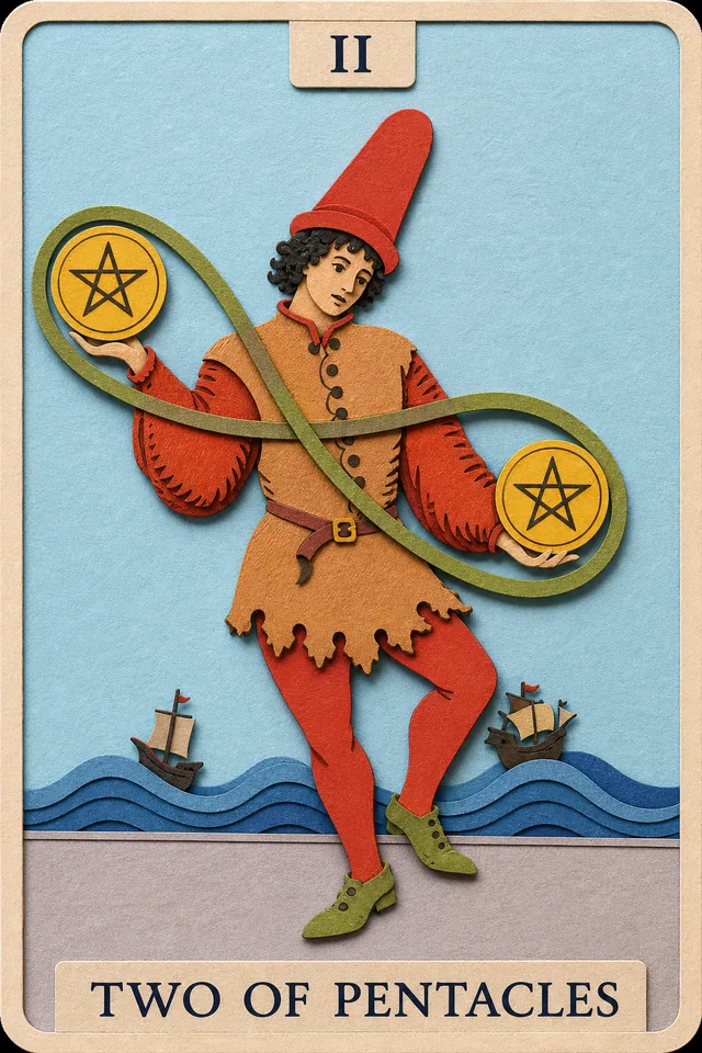 Two of Pentacles card, upright
