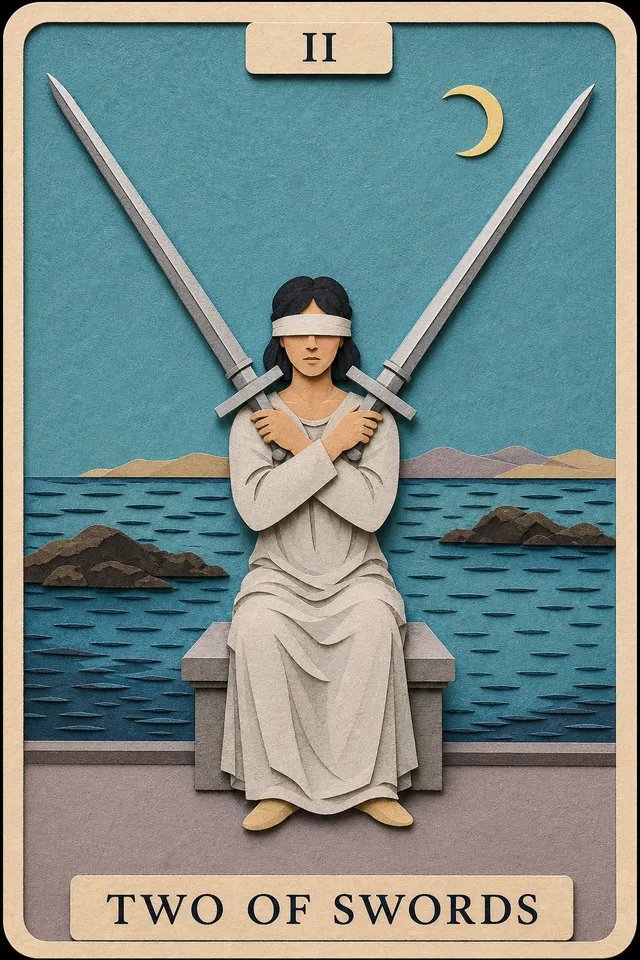 Two of Swords card, upright